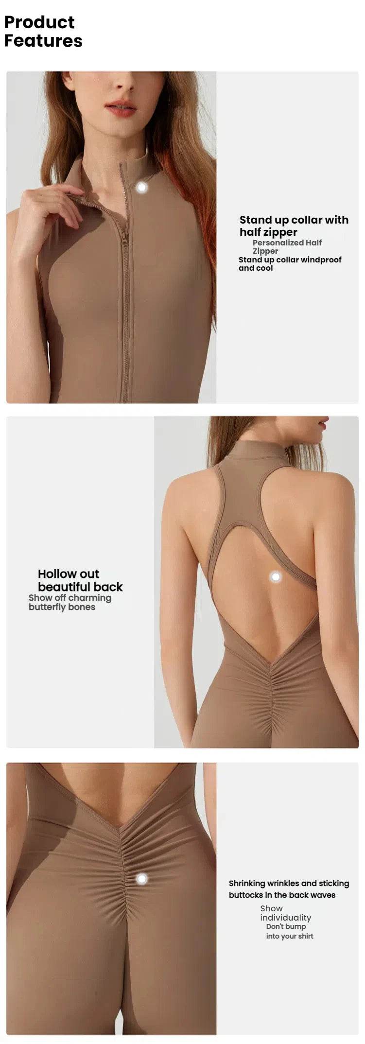 Jumpsuit woman Sexy High Back V-Cut jumpsuits for woman Yoga Peach Butt Lifting Sportswear Bodysuit Female clothing overalls - AIAZ