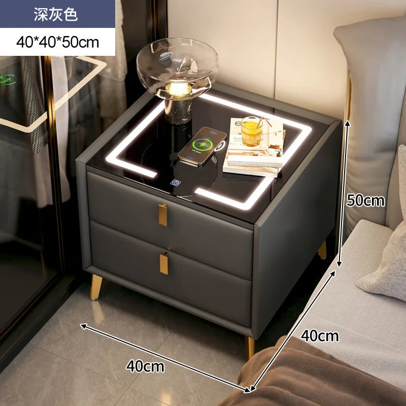Intelligent Bedside Table Wireless Charge Three Color Night Light Bluetooth audio USB Interface Nightstands Bedroom Furniture