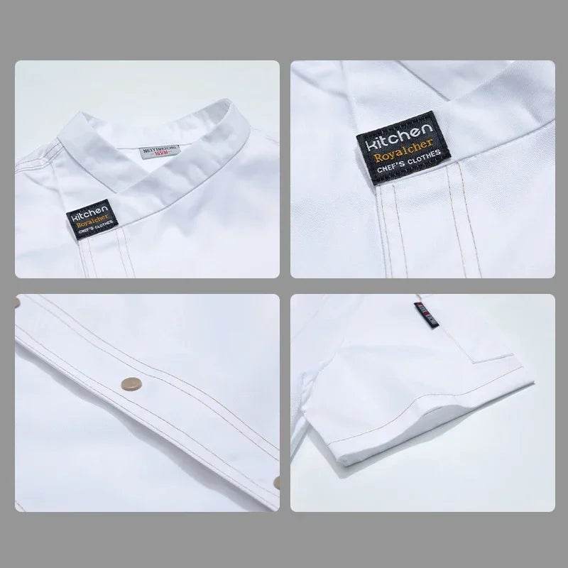 Men Head Chef Food service Kitchen Cooking Costume Pizzaiolo Cook Uniform Restaurant Chef's Jackets Bakery Cafe Working Clothes - AIAZ