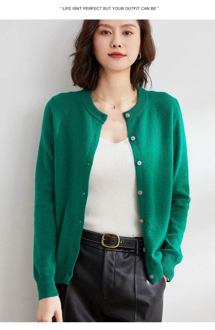 Women Cardigans Sweater O-neck Spring Autumn Knitted Cashmere Cardigans Solid Single Breasted Womens Sweaters 2022 - AIAZ
