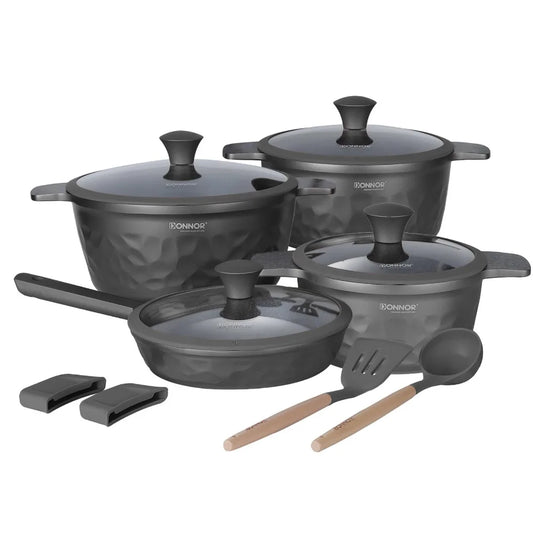 DONNOR Kitchen Cooking Set 12 Pcs Pots and Pans Set Non-toxic Healthy Pots and Pans Set Non Stick Saucepans Steamer Set
