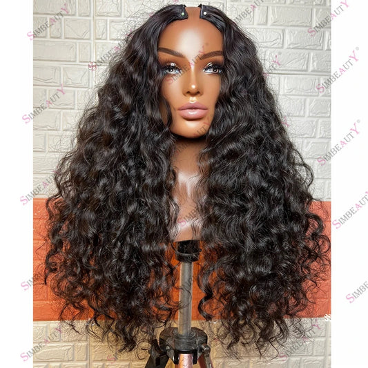 Indian Raw Wavy Hair 200 Density U Part Wigs for Black Women 1x4 Middle Open Cheap Hair Wigs V Shape Human Hair Wig Easy Install