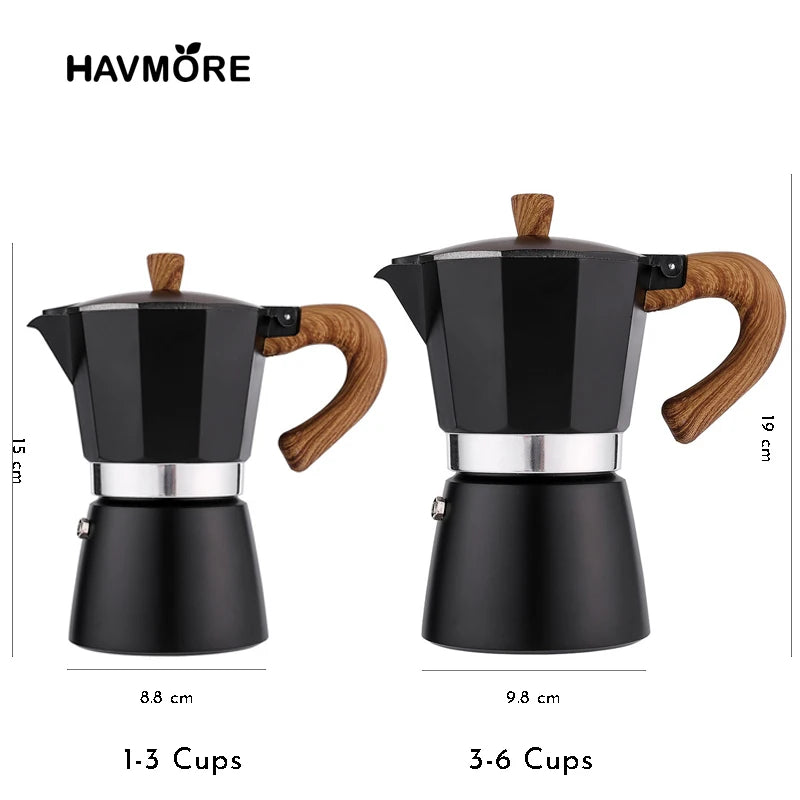 150ml/300ml Vintage Wooden Handle Espresso Maker Moka Pot Classic Italian KitchenTools Cafe Accessories