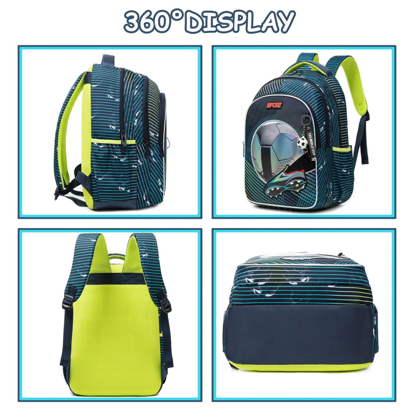 3PCS Backpacks For Boys School Backpacks For Elementary Students Ages 8-10 Kids Aesthetic Backpack Set - AIAZ