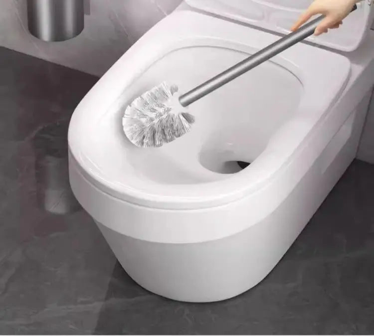 Toilet brush holder, no punching space aluminum wall-mounted toilet cleaning brush, easy to clean, toilet brush for bathroom