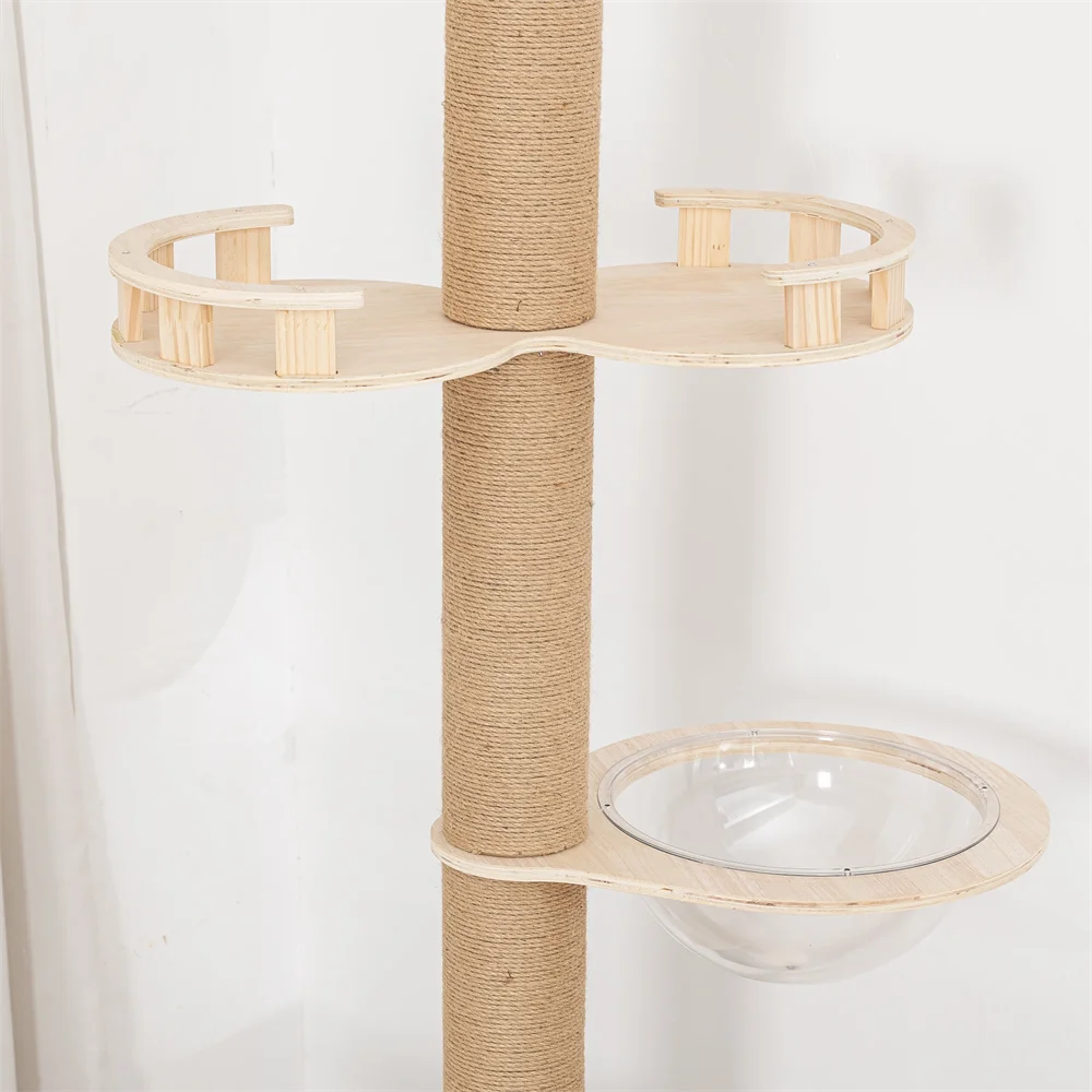 Adjustable Cat Tree House Cat Tower Floor to Ceiling Cats Multi-Level Condo With Scratching Post Hammock Pet Cat Pet Products