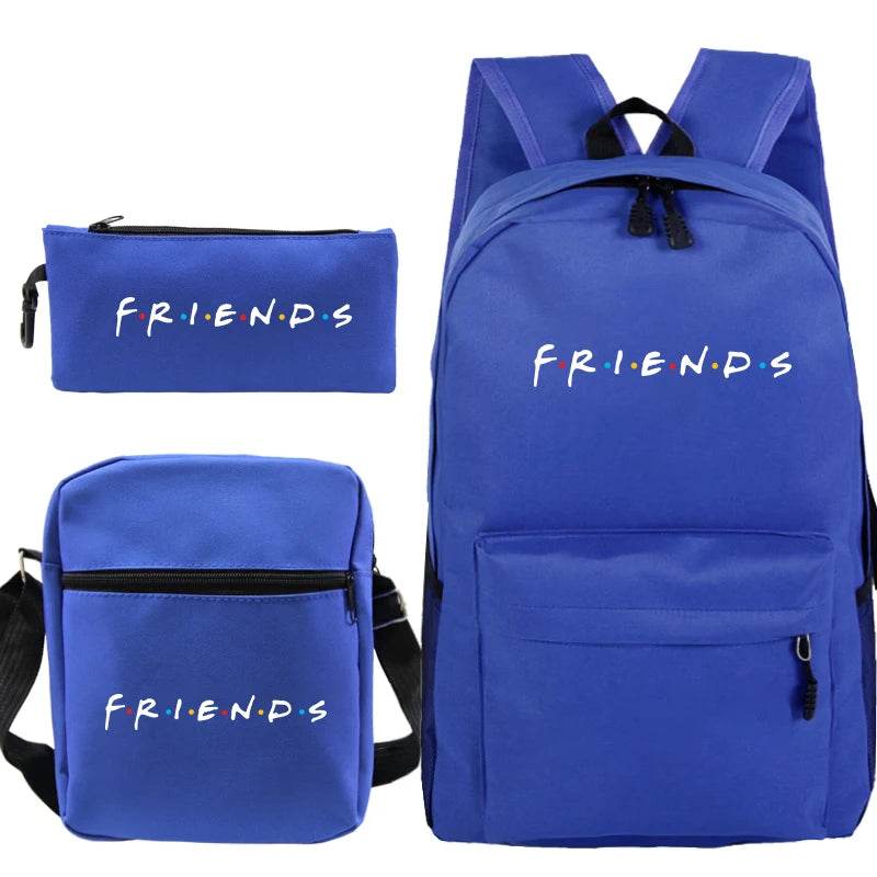 3 Pcs Set Backpack Girls Boys Mujer TV Friends Print Backpacks Fashion School Bags Teenage Friends Knapsack Children Book Bags - AIAZ