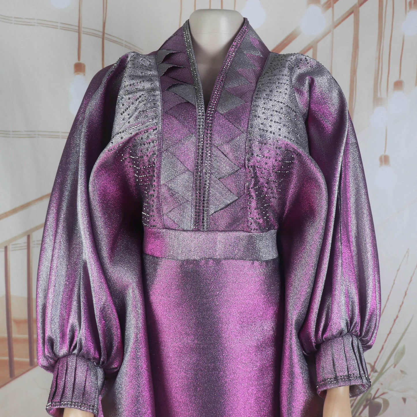 fashion turkey dresses for woman luxury elegant 2025 V-neck rhinestones dresses for church boubou african dresses - AIAZ