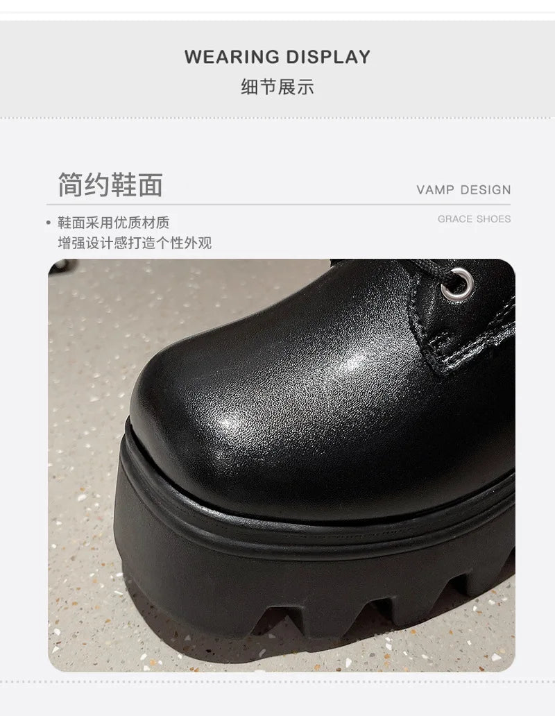 Trend Punk Women's Boots Buckle Platform Boots Mid-calf Gothic Boots for Women Autumn Ladies Motorcycle Boot Pu Leather Shoes
