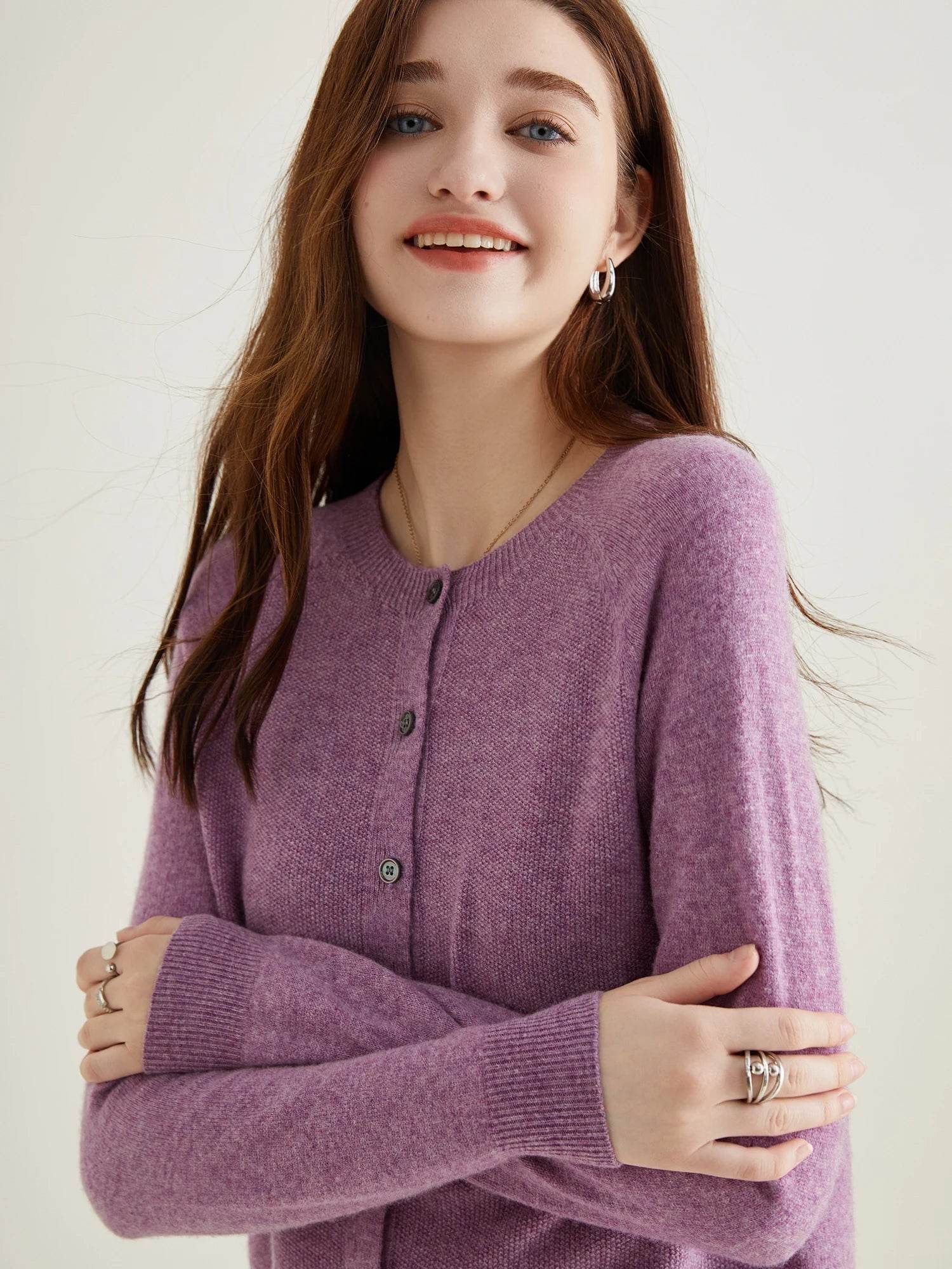 Knit Cardigan for Women Sweater Woman Long Sleeve Top 100% Wool Cardigans Sweaters Vintage Coat Knitwears Jacket Female Clothing - AIAZ