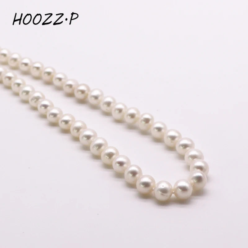 HOOZZ.P Natural Freshwater Pearl Necklace Fine Jewelry For Women Silver 925 Jewelry 2022 Elegant Gift  White 6-7mm AA Quality