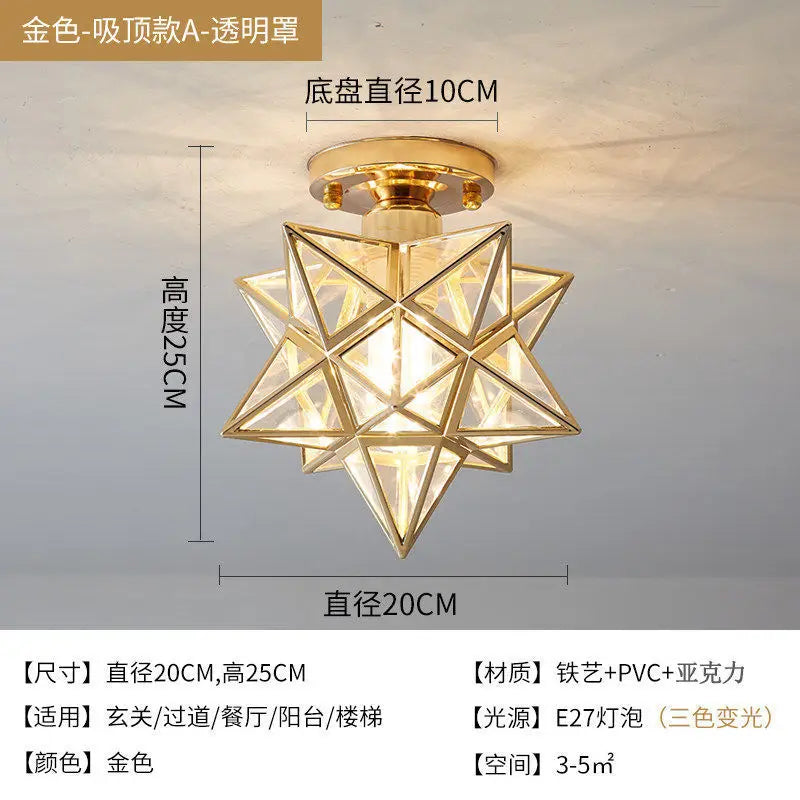 Lamps for Living Room Decor Five-pointed Star Ceiling Modern Balcony Corridor Porch Fashion Network Red Star  Ceiling Light