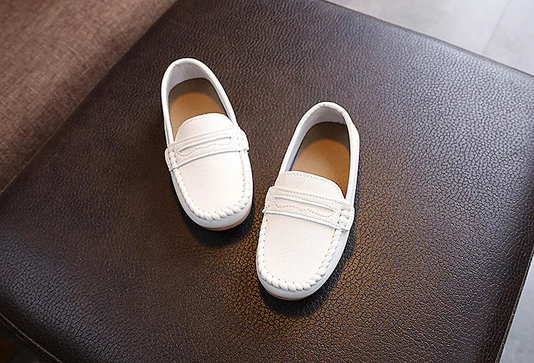 Boys Shoes Spring Autumn Kids Oxfords Boys Slip-on Flats Soft PU Leather Shoes Toddler Black White Loafers For Boy