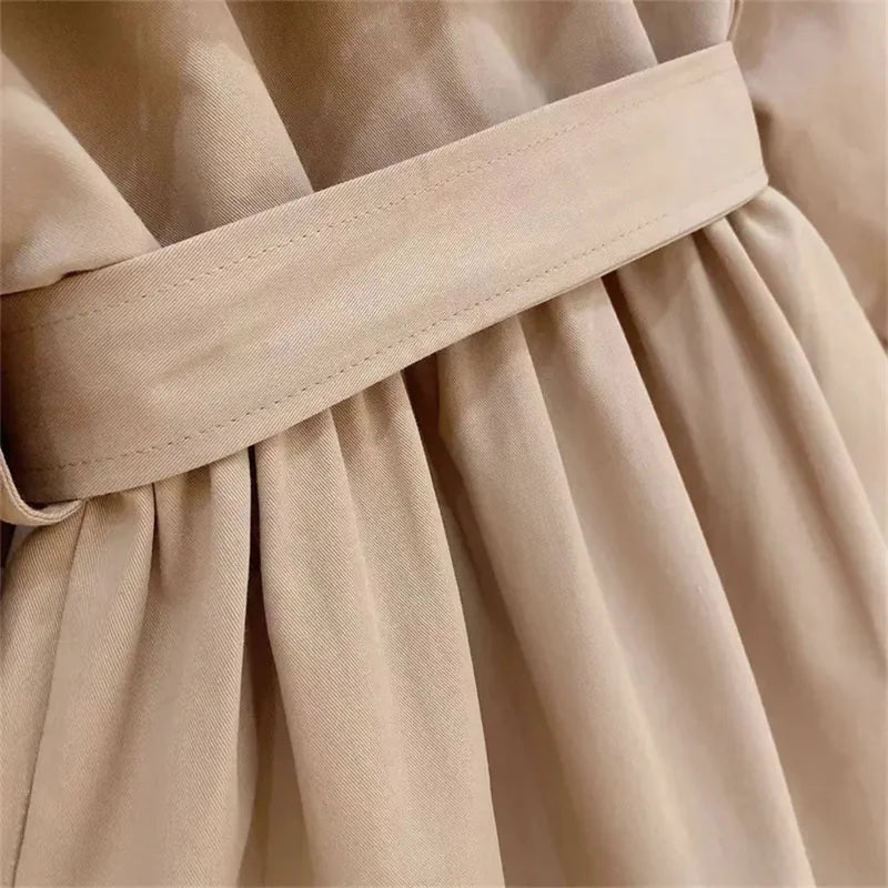 Girls Trench Coats Kids Fashion Waisted Jackets Children Turndown Collar Baby Cute Long Windbreaker Casual Outerwear Clothing