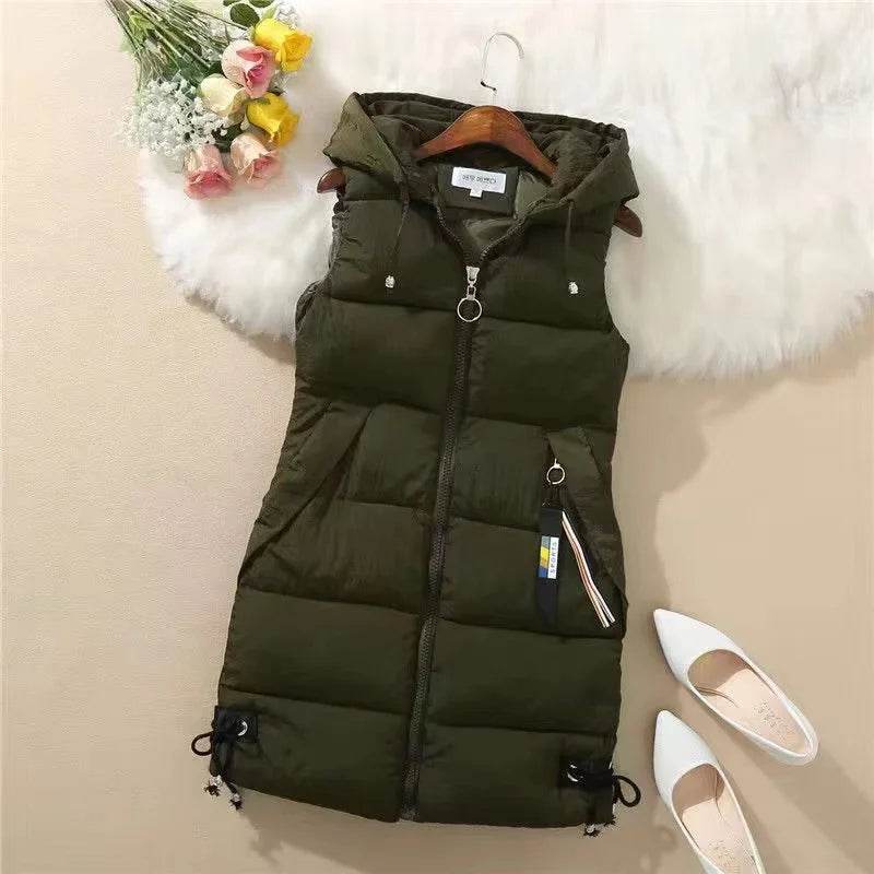 Autumn Women Vest Winter Puffer Parkas Coat 2023 New Casual Pocket Hooded Waistcoat Female Sleeveless Jacket Outerwear - AIAZ