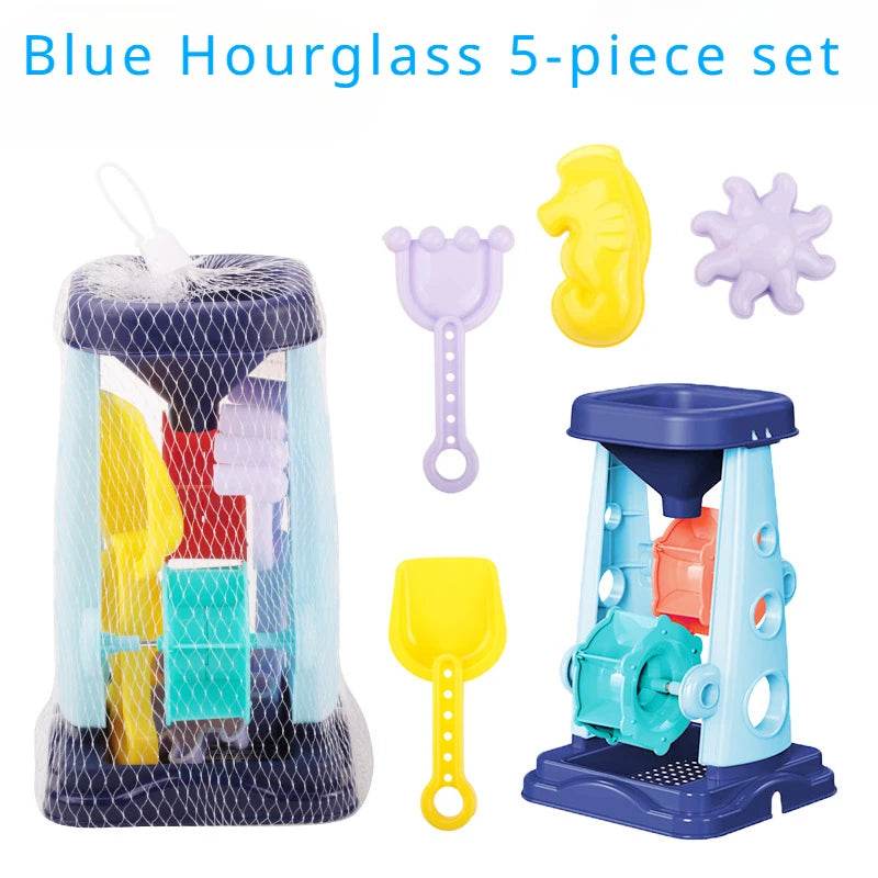 Beach Toy Set for Kids Sand Wheel Sand Bucket Scooter Shovel Rake Sailboat Hourglass Cute Molds Summer Outdoor Sandbox Sand Toys - AIAZ