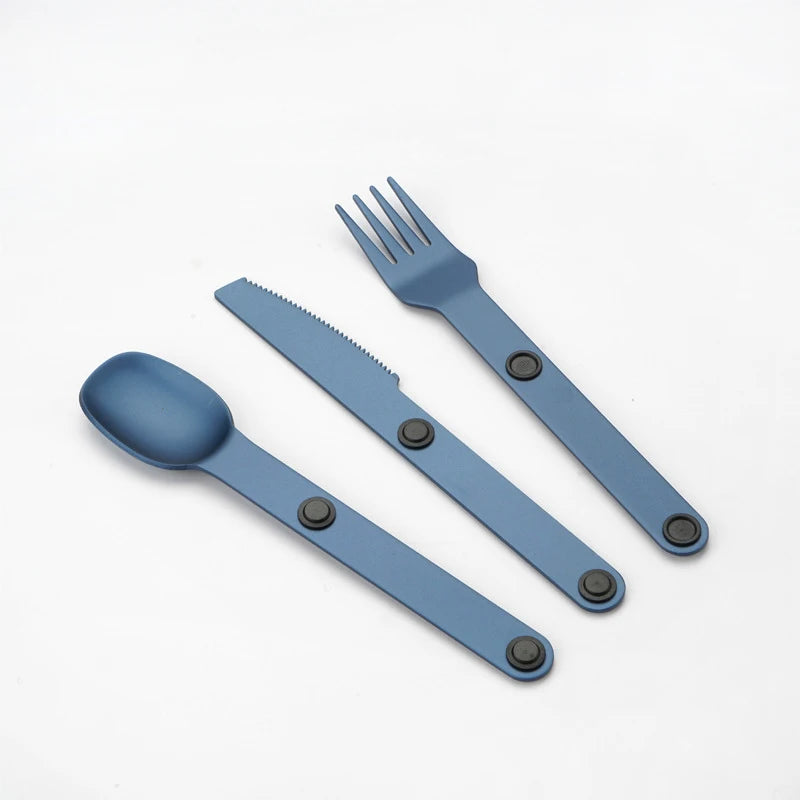 3pcs/set Magnetic Aluminum Cutlery Set - Travel Picnic Camping Cutlery Set Including Steak Knife, Spoon, Salad Fork