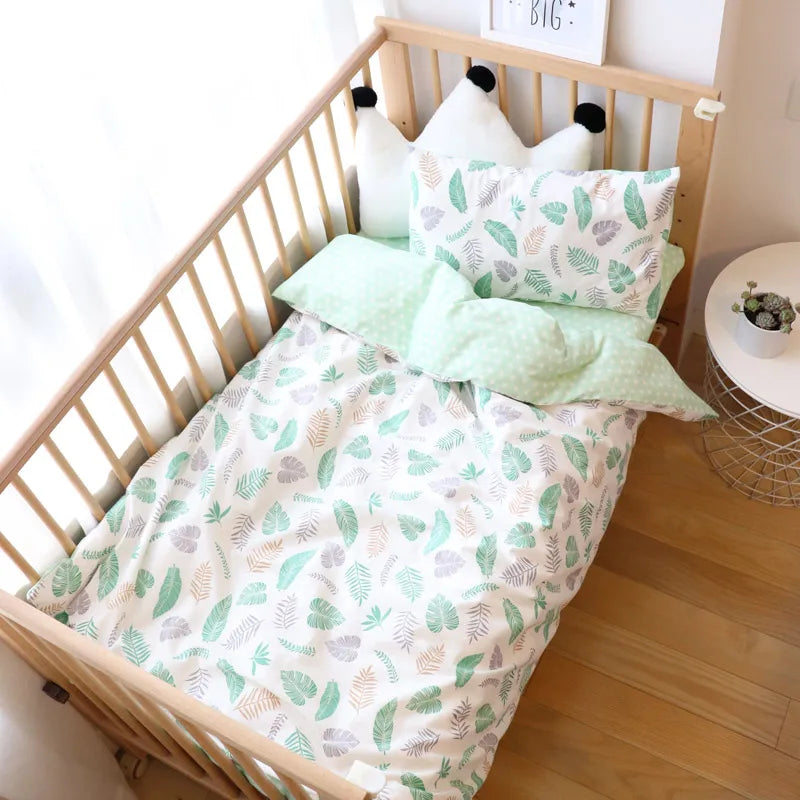 3 Pcs Baby Crib Bedding Set Cotton Bed Linens Boy Girl Cot kit Include Pillowcase Sheet Duvet Cover Children Room Decoration