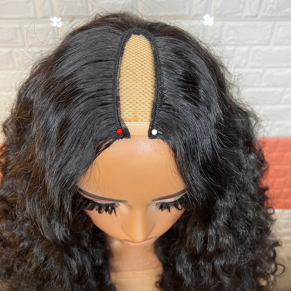 Indian Raw Wavy Hair 200 Density U Part Wigs for Black Women 1x4 Middle Open Cheap Hair Wigs V Shape Human Hair Wig Easy Install