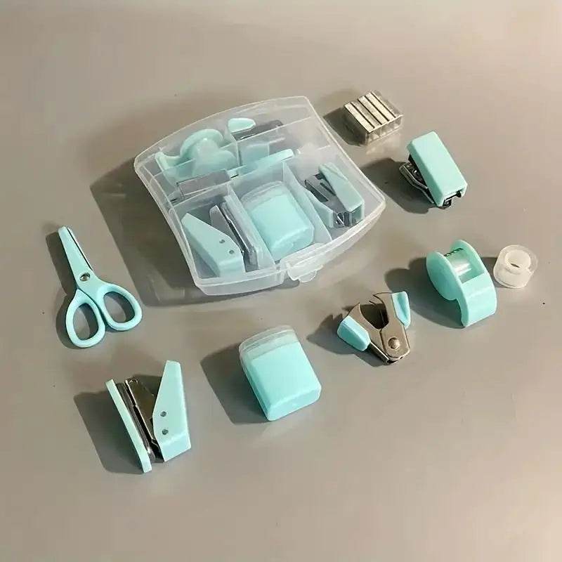 Makaron Mini School Supply Kits Mini Office Supply Kits, Includes Mini Stapler,Scissors, Staple Remover, Staples, Tape Dispenser - AIAZ
