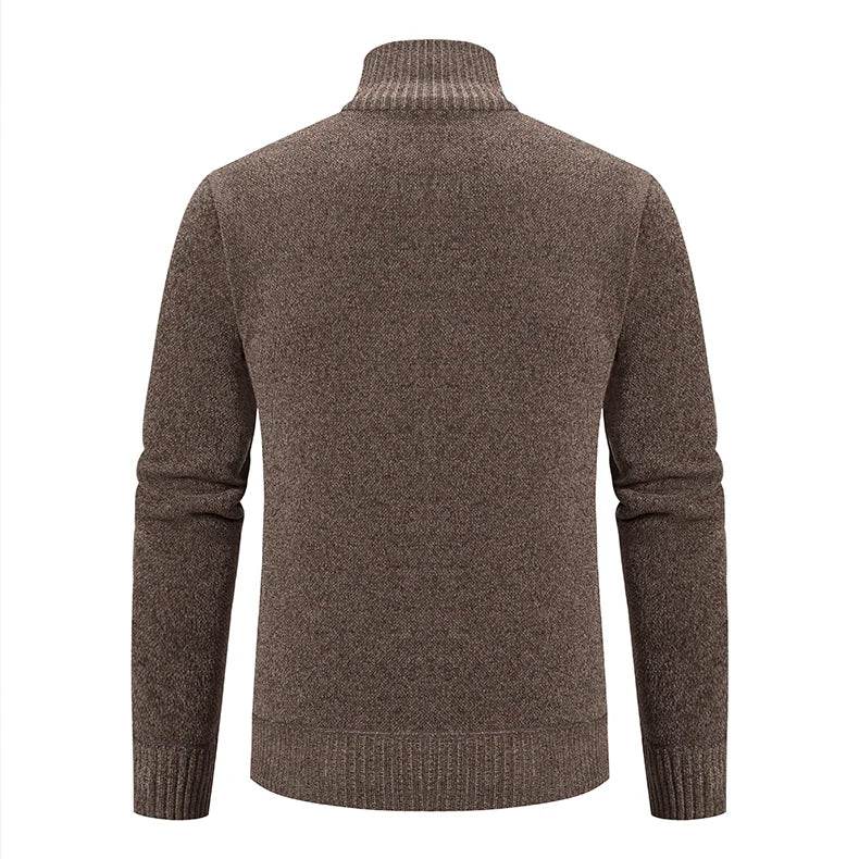 2023 Knitwear Spring and Autumn Men's Stand-up Collar Thick Warm Cardigan Sweater Winter Loose Casual Coat - AIAZ