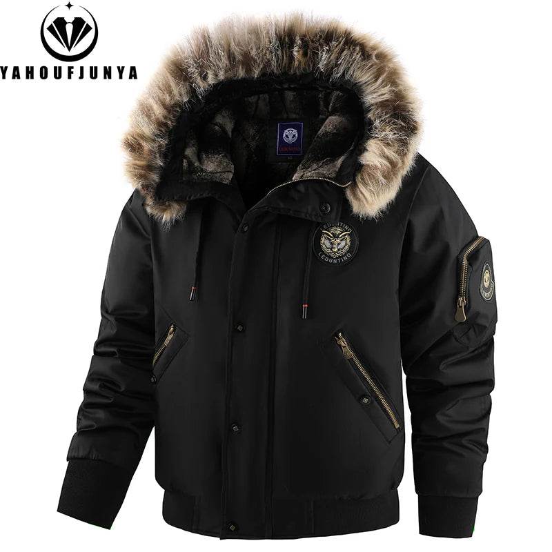 2025 Winter Men Outdoor Windproof Fleece Warm Travel Jacket Men Hooded Casual Fashion Style Zipper Pocket Jacket Male Coat Tops - AIAZ