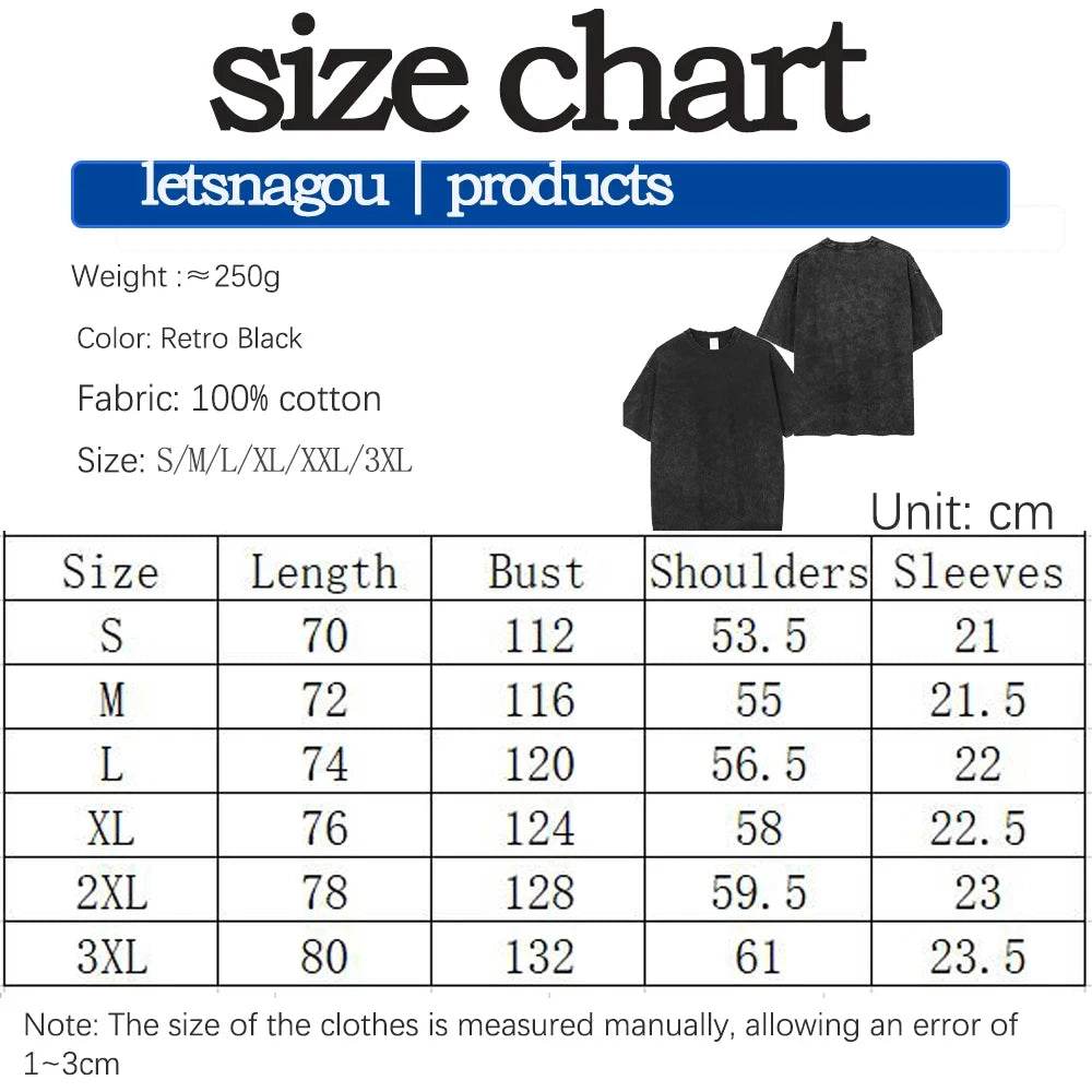 Anime Men's T Shirts Gothic Printed T-Shirt Hip Hop Streetwear Punk Summer Vintage Washed Oversized Tops Men Clothing - AIAZ