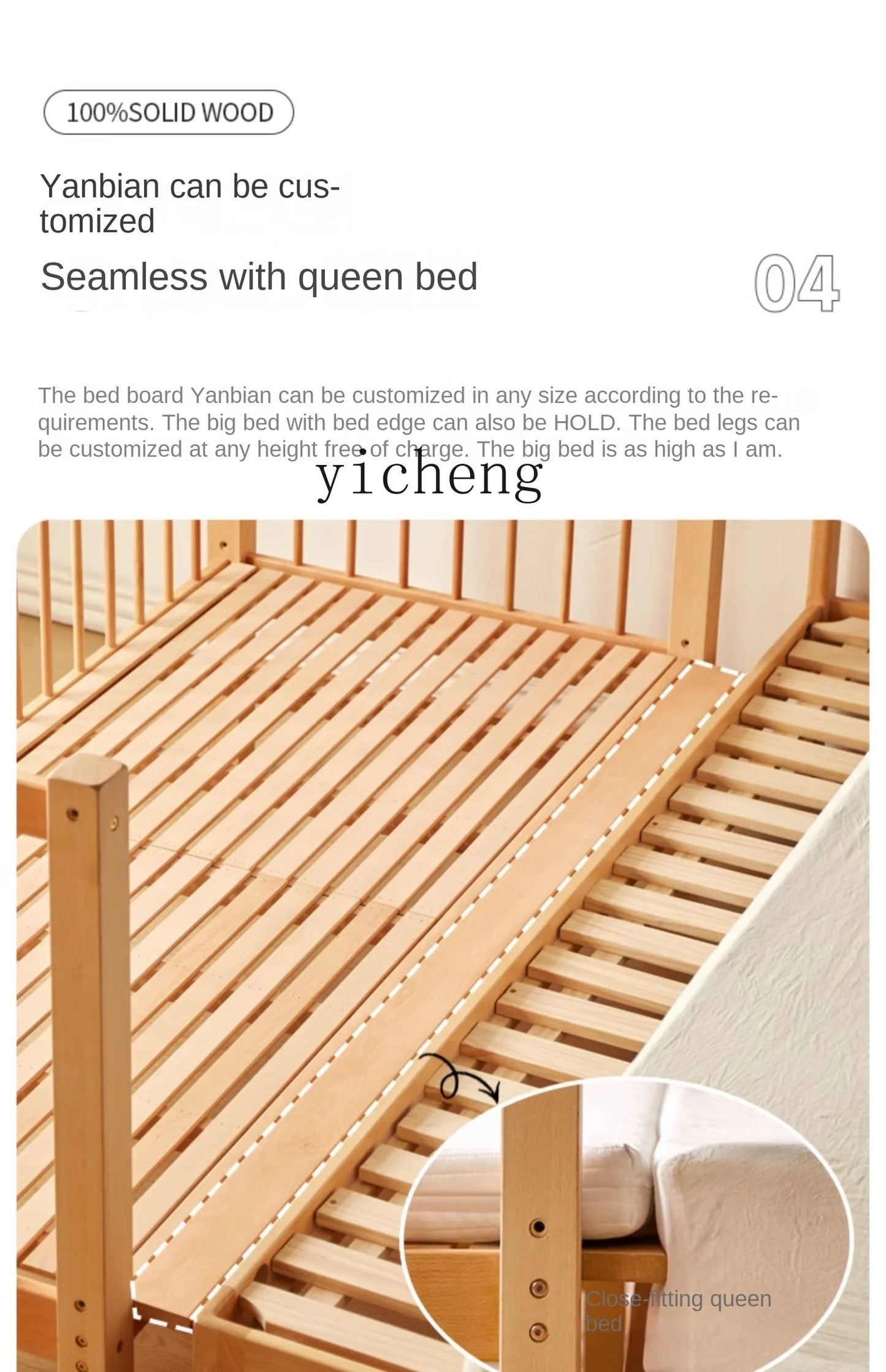 ZZ Stitching Widened Bed Newborn Children's Bed Large  Bed for Adults Sleep Warmer Crib
