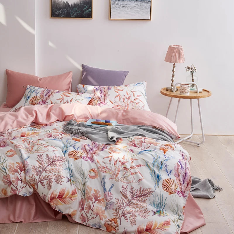 Svetanya Print Egyptian Cotton Bedding Set Queen King Ru Full Double Size Bedlinens Sheet Duvet Cover Set