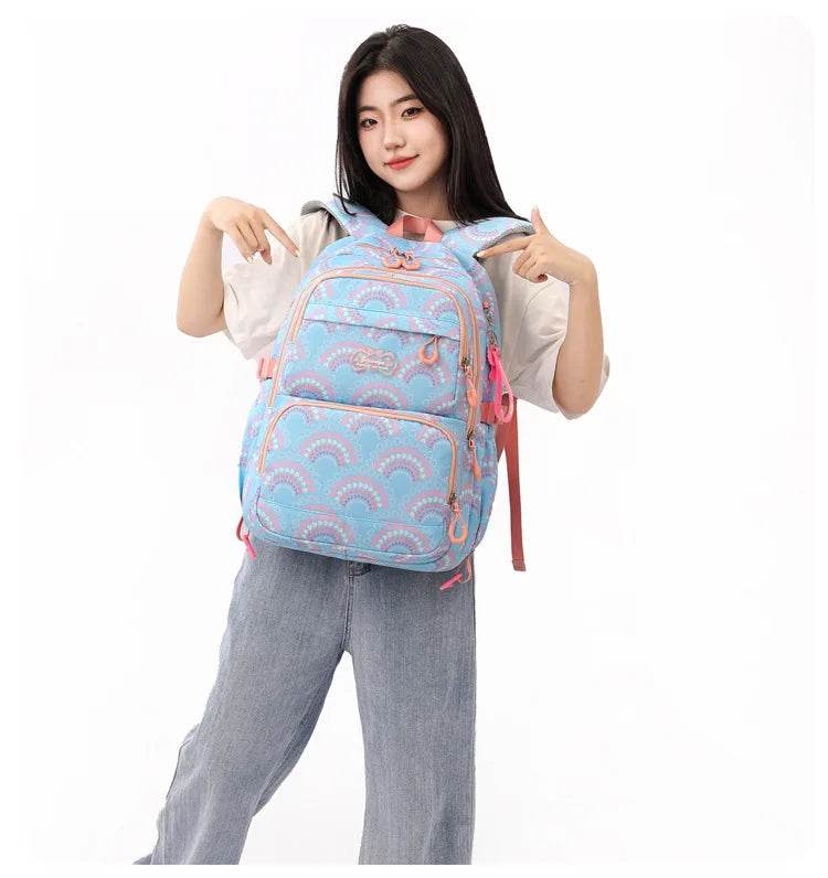 School Bags Girls Casual Travel Backpack Children Middle School Students Backpacks Business Oxford Waterproof Rucksack No Wheel - AIAZ