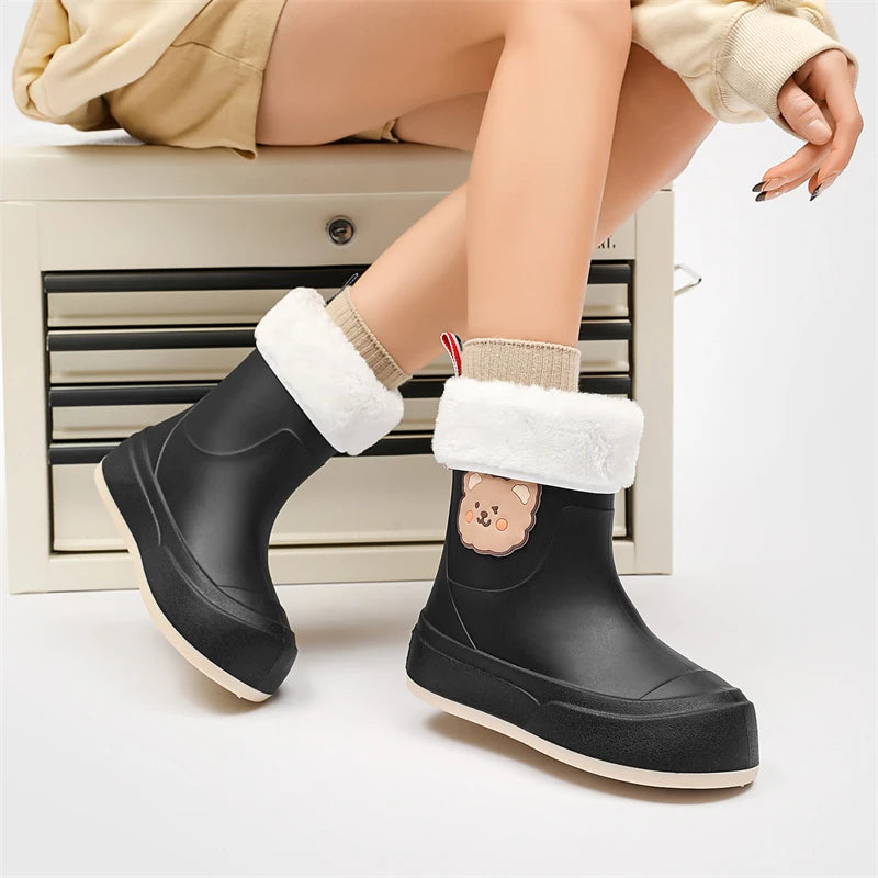Cute Parent-Child Rain Boots Women's Anti-Slip Waterproof oes Four Seasons Universal Slip-Resistant Rubber Boots