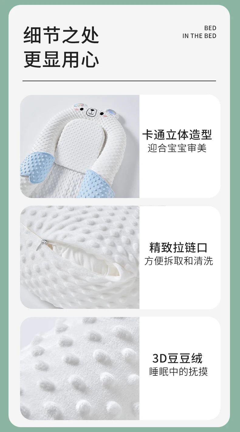 92 Baby Bedside Sleeper - Newborn Lounger Cushion, Anti-Reflux, Sleep Positioner for 0-3 Years, Infant Co-Sleeper.