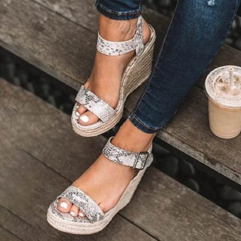 Women Leisure Wedges Heeled Wedge heel serpentine sandals Summer New Sandals Party Platform High Heels Shoes sandalias mujer - AIAZ