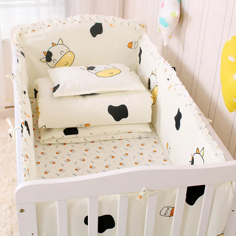 6/9pcs Elephant Baby Bedding Set Cotton Bedroom Decor Baby Girl Boy Crib Bed Linens Bed Bumper 120*60/120*70cm