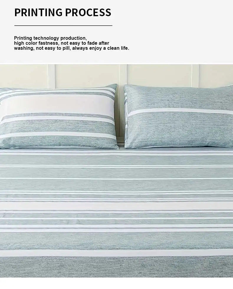 3-Piece Striped Fitted Sheet Set – Luxuriously Soft & Breathable – Includes 1 Fitted Sheet and 2 Pillowcases for Cozy Sleep – Pe