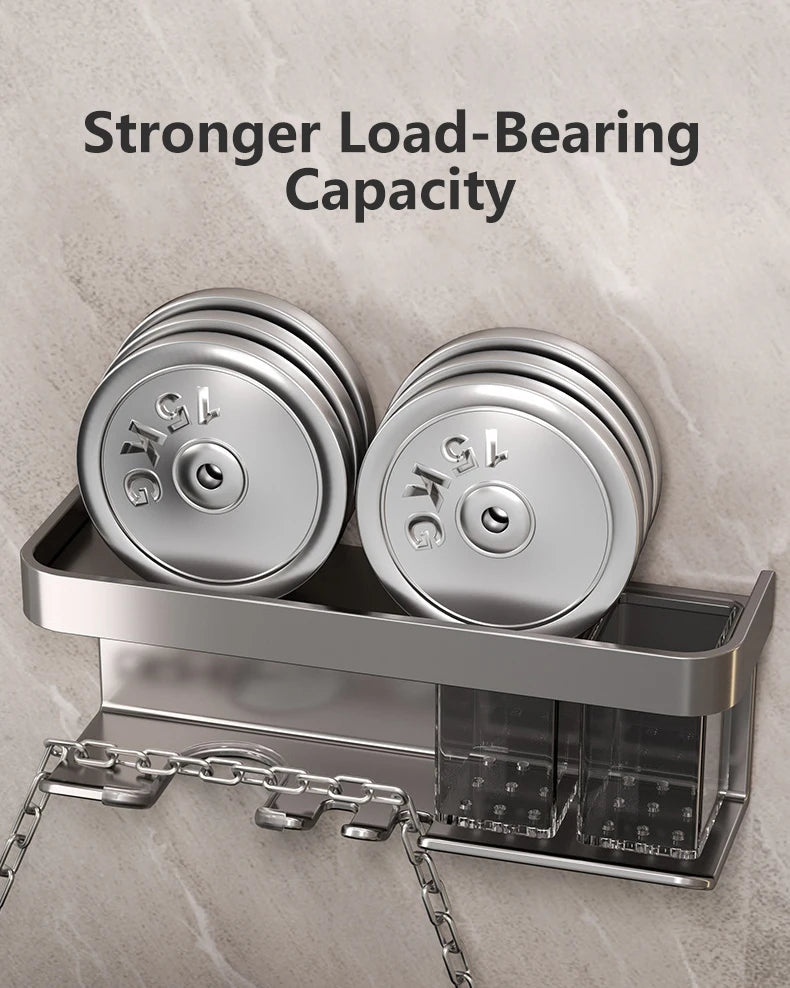 Hair Dryer Holder No punching Wall Mounted Bathroom Shelf Makeup Storage Organizer With Storage Box Aluminum Hair Dryer Rack