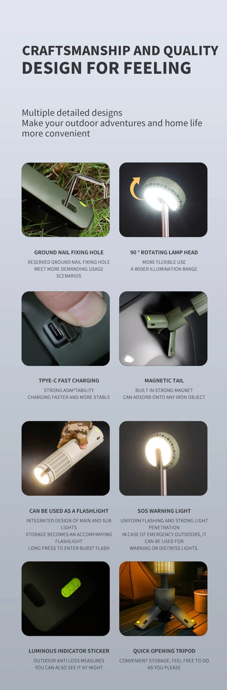 Folding Camping Light Portable Telescopic Lanterns Built-in 10000mAh Outdoor Waterproof Magnetic Lamp With Triangle Stand Base