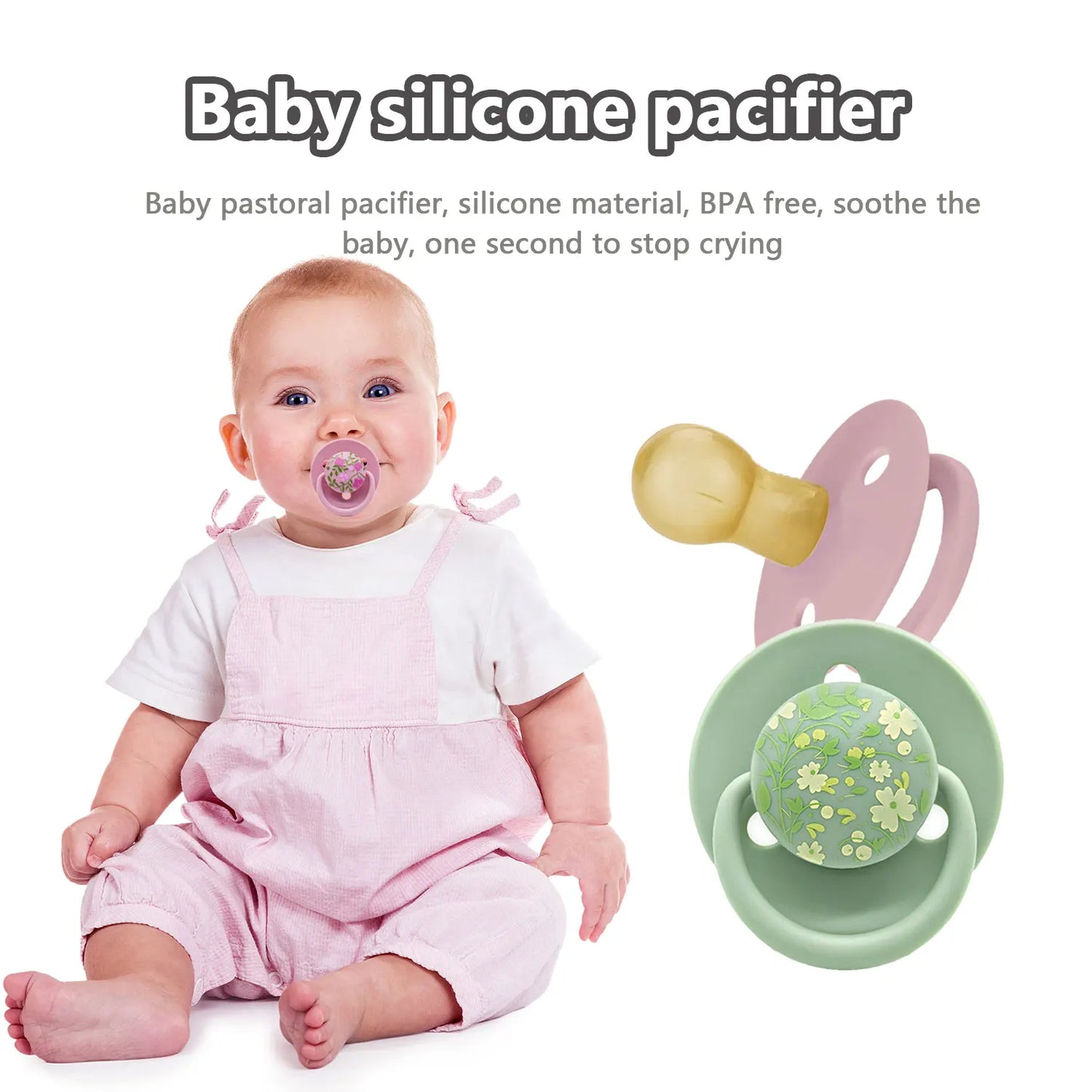 0-36 months macaron color baby silicone pacifier + pacifier chain, food grade material children's chewing fun