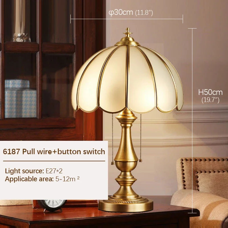 TEMAR Brass Table Lights  Modern European Creative Luxury Glass Copper Desk Lamp For Home Living Room Study Bedroom LED lamp