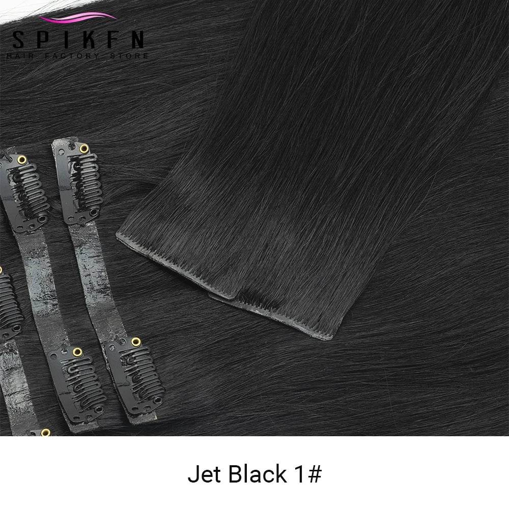 Invisible PU Clip ins Extensions 100-120g 7pcs/set Clip in Human Hair Chocolate Brown Straight Machine Remy Hair Pieces Clip On - AIAZ