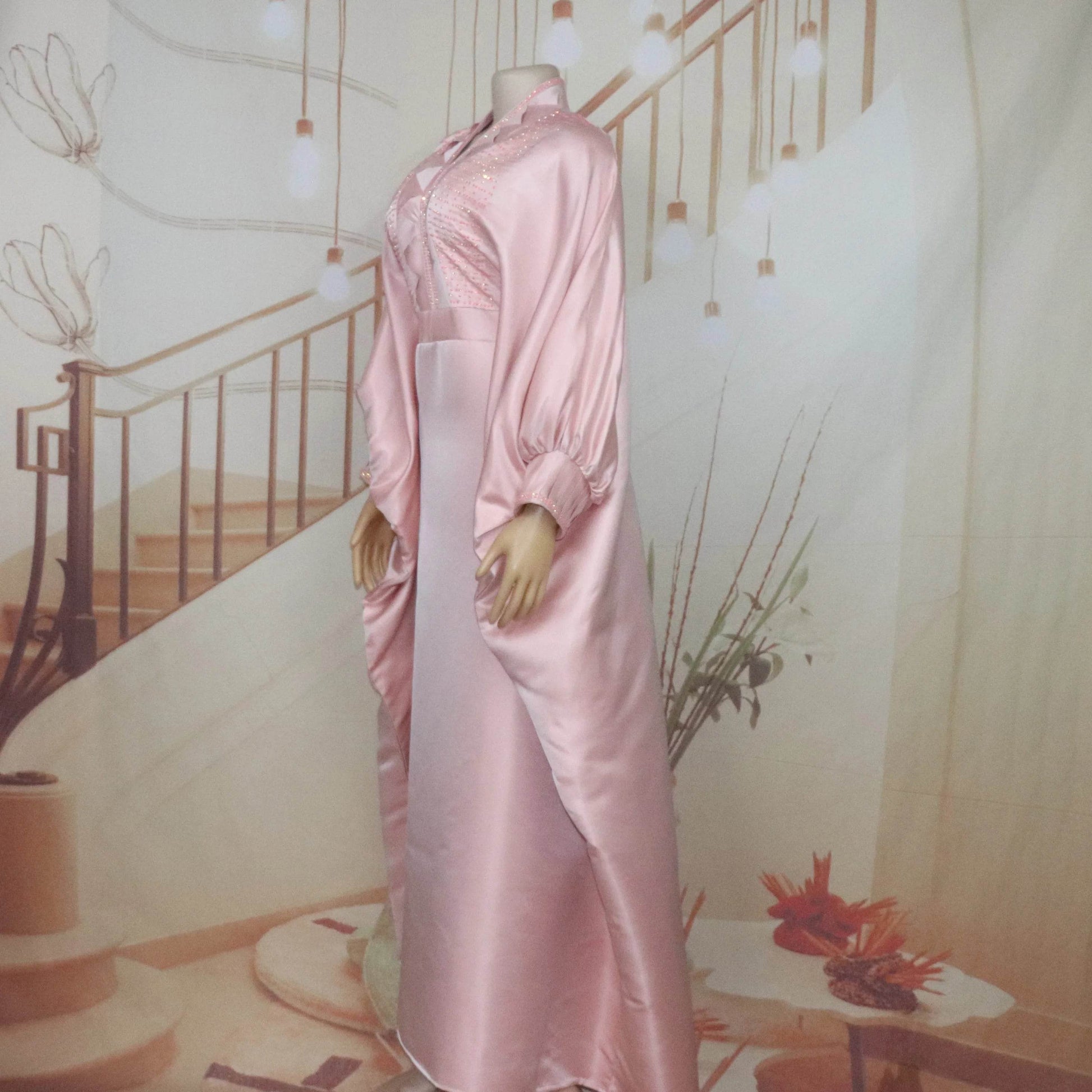 fashion turkey dresses for woman luxury elegant 2025 V-neck rhinestones dresses for church boubou african dresses - AIAZ