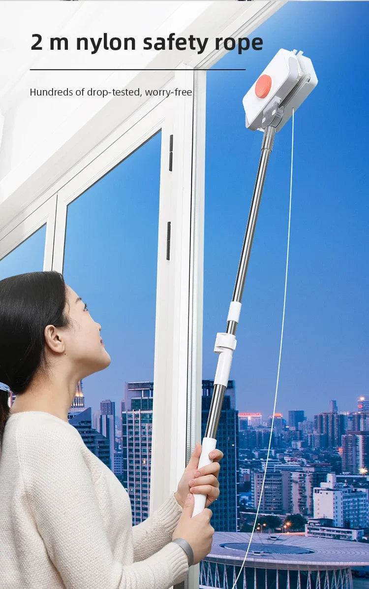 Double Sided Magnetic Glass Brush With Telescopic Rod Adjustable Magnetic Anti-Drop For Various Glass Home Window Cleaner