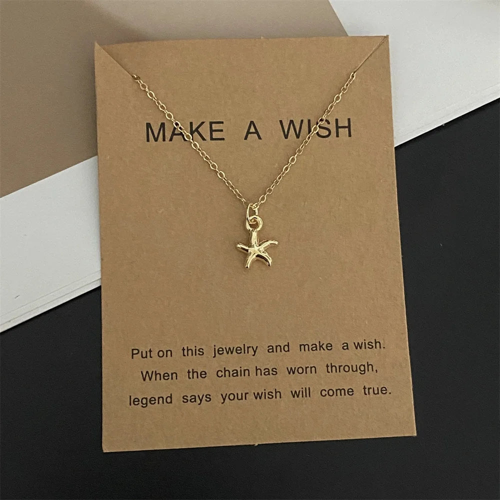 New Fashion Love Heart Pendant Necklace Animial Plam Geometric Trendy Gift Necklace Golden Color Collar Jewelry Wholesale