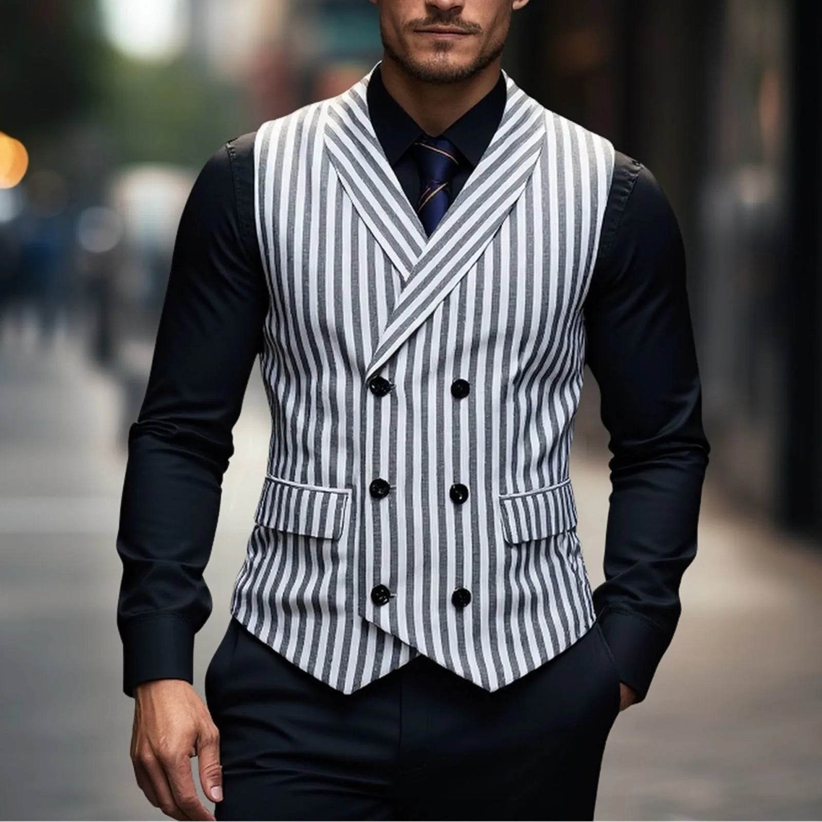 2025 Men's Spring Casual Single Button Suit Vest V Neck New Style British Men's Suit Vest Waistcoat Formal Business Suit Vest - AIAZ