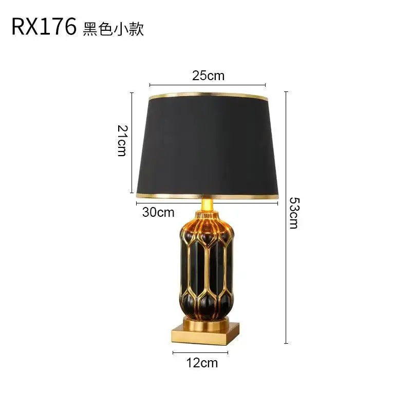 Chinese Black Ceramic Desk Lamp Nordic Modern Luxury Living Room Bedroom Bedside Study Table Lamp Atmosphere Sense Decoration