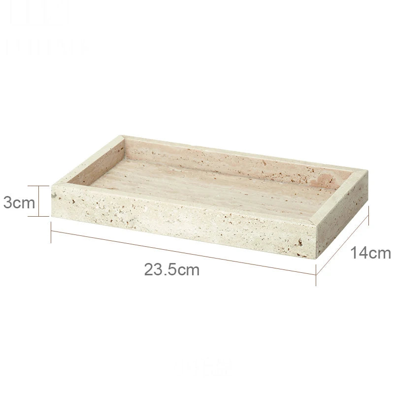 Beige Travertine Bathroom Accessories Set Natural Marble Soap Dispenser Soap Dish Reed Diffuser Vanity Tray Bathroom Set