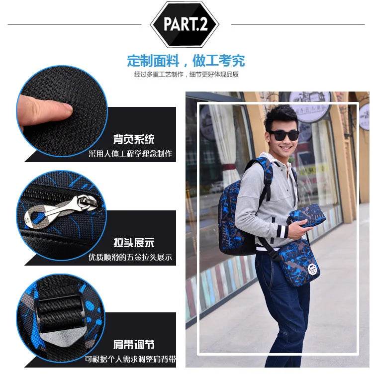 Waterproof travel laptop backpack children School Bags teenager Boys girls camouflage school Backpack set high School backpack - AIAZ