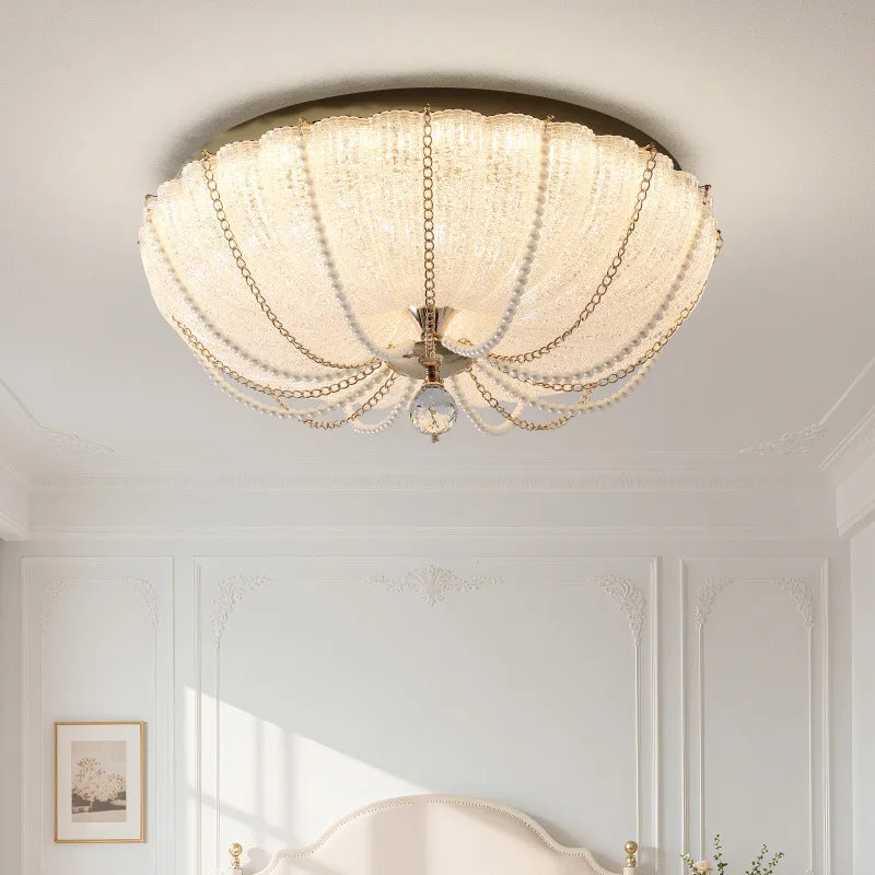 French Style Creamy Ceiling Light Warm Romantic Main Bedroom Room Lamp Eye Protecting Lighting Living Room Cozy Ambient