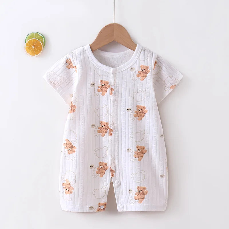 2025 New Baby Onesies Climbing Clothes Pure Cotton Summer Newborn Boys Girls Rompers Short-Sleeved Thin Harness Infant Clothes