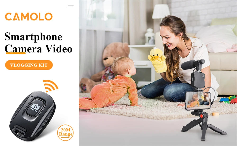 Portable Vlogging Kit Video Making Equipment with Tripod Bluetooth Control for SLR Camera Smartphone Youtube Photography